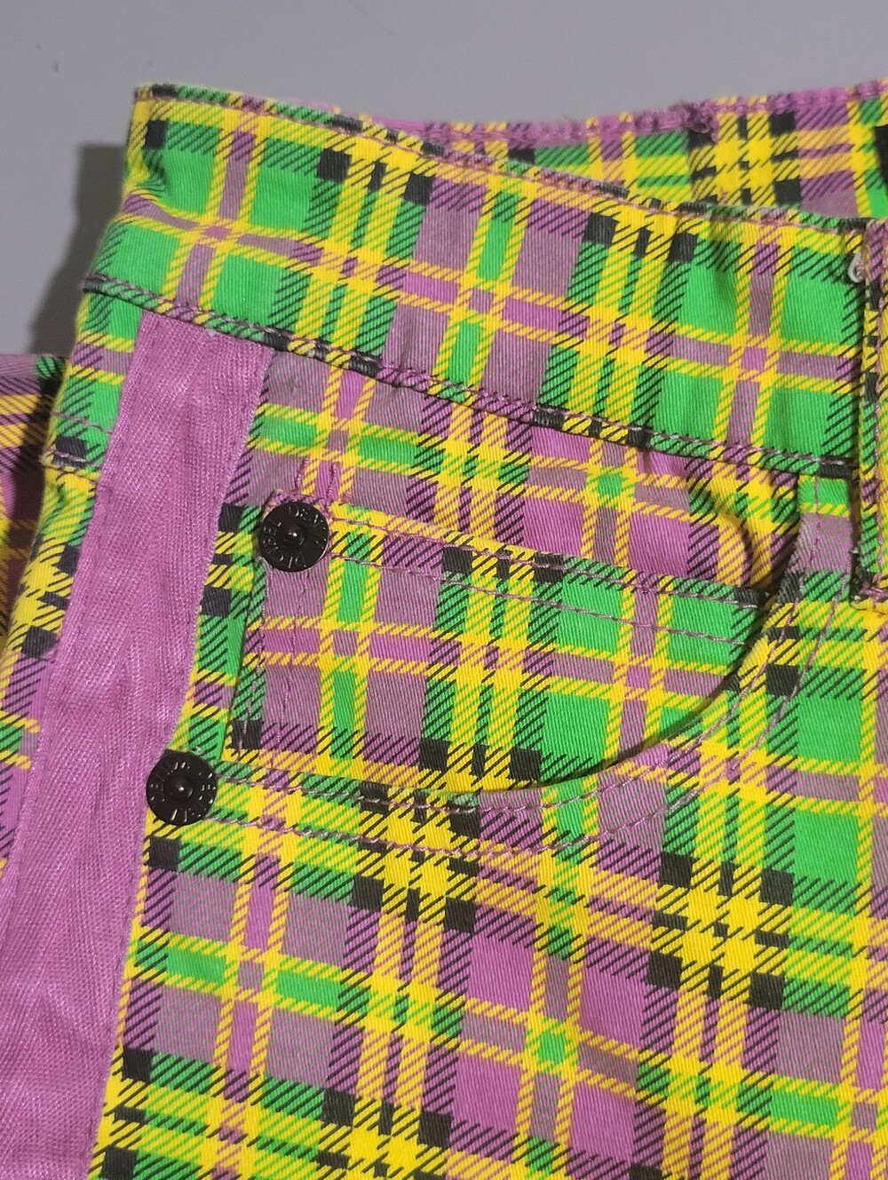Decibel Unisex Plaid Racer Stripe Emo Skinny Jeans Size 30×32 Green Purple... - Picture 12 of 16